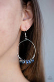 "Holographic Hoops" Blue Crystal Beaded Iridescent Shimmer Hoop Earrings