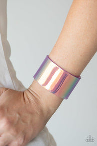 "Holographic Aura" Purple Acrylic Holographic Shimmer Cuff Bracelet