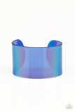 "Holographic Aura" Blue Acrylic Holographic Shimmer Cuff Bracelet