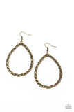 "Galaxy Gardens" Antiqued Brass Aurum Rhinestone Teardrop Hoop Earrings