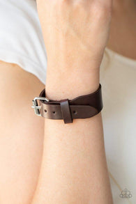 "Tougher Then Leather" Brown LEATHER and Silver Buckle Bracelet