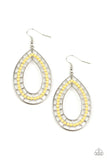 Paparazzi " Fruity Fiesta " Silver Metal & Yellow Beaded Teardrop Dangle Earrings