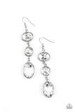 " The GLOW Must go on " Silver Metal Clear/White Rhinestone Dangle Earrings