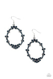 "Sparkly Status" Silver Metal & Blue Rhinestone Framed Dangle Earrings