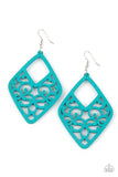 "Vine for the Taking" Blue Kite Shaped Filigree Wood Earrings