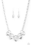 " Heart on your Heels " Silver White/Clear Rhinestone Heart Lockets Necklace Set