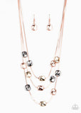 " Downtown Reflections " Copper Metal Multi Colored Layered Necklace Set