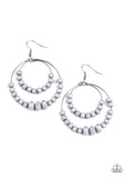 Paparazzi " Paradise Party " Silver Double Hoop Silver Beaded Dangle Earrings