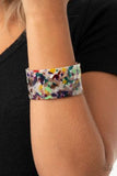 "Freestyle Fashion" Clear Acrylic & Multi Color Confetti Cuff Bracelet