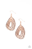 "Metallic Meltdown" Rose Gold Metal Multi Teardrop Hammered  Earrings