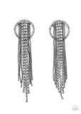 "Dazzle by Default" Gunmetal & Clear/White Rhinestone Tassel Post Earrings