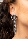 "Dazzle by Default" Gunmetal & Clear/White Rhinestone Tassel Post Earrings