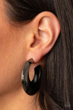 "Chic Crescendo" Black Gunmetal Crescent Shaped Hoop Earrings