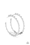 Paparazzi " Radiant Ridges " Silver Metal Scalloped Edge Hoop Earrings