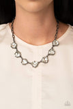 "Star Quality Sparkle" Black Metal Chain White/Clear  Rhinestone Necklace Set