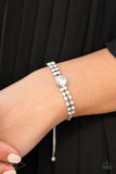 "Gorgeously Glitzy" Silver Metal & White/Clear Rhinestone Bolo Slide Bracelet