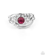 Paparazzi " Glow a Fuse " Silver Metal and Pink Rhinestone Elastic Back Ring