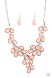 "Eden Deity" Silver Chain Pink/Rose Faceted Bead Bib Style Necklace Set