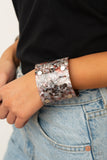 "What are you Waiting Faux" Iridescent Acrylic Multi Color Bolted Cuff Bracelet