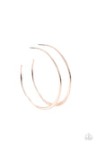 Paparazzi " Don't Lose Your Edge " Rose Gold Metal Flattened Thin Hoop Earrings