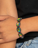 "Diva in Disguise" Black Metal Multi Color Oil Spill Rainbow Stretch Bracelet