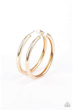 Paparazzi " Curve Ball " Gold Metal Medium Thick Hoop Earrings