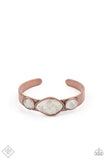 Paparazzi " Next Stop Olympus " Copper Metal Faceted 3 Stone Rustic Cuff Bracelet