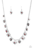 "Lovely Lockets" Silver Red Rhinestone Heart Necklace Set