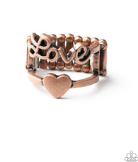 "Heartstring Harmony" Copper Love & Heart Elastic Back Ring