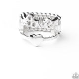 "Heartstring Harmony" Silver Love & Heart Elastic Back Ring