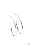 "Totally Hooked" Rose Gold Metal Hammered Curvy Hoop Earrings