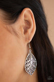 "One Vine Day" Silver Metal Scroll Work Design Leaf Earrings