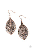 "One Vine Day" Copper Metal Scroll Work Design Leaf Earrings