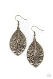 "One Vine Day" Brass Metal Scroll Work Design Leaf Earrings