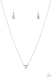 "Downright Dainty" Silver Metal Trillion Cut Rainbow Iridescent Necklace Set