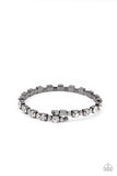 "Photo Op" Black Metal & Round White Rhinestone COIL Flexible bracelet