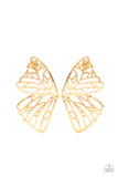 "Butterfly Frills" Gold Metal With Butterfly Wing Design Earrings