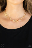 "Urban Safari" Gold Metal Crocodile Print Textured Link Choker Necklace Set