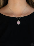 "A Dream is a Wish Your Heart Makes" Silver Pink Cat's Eye Heart Necklace Set