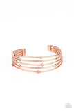 "Face the Metallic Music" Copper Metal Five Row Textured Cuff Bracelet