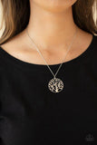 Paparazzi "Save the Money Trees" Silver Metal Brown Rhinestone Tree Of Life Tree Necklace Set