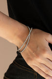 "Plus One Status" Gunmetal & Clear/White Rhinestone Crisscross Flexible Bracelet