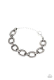 "Industrial Amazon" Antiqued Silver Metal Oval Interlocked Link Clasp Bracelet