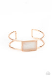 "Rehearsal Refinement" Rose Gold Metal & Emerald Cut Reflective Cuff Bracelet