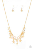 "Stellar Stardom" Gold Metal Multi Star Fringe Necklace Set