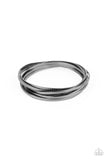 "Trending in Trend" Gunmetal Textured & Smooth Bangle Bracelet Set of 7