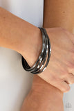 "Trending in Trend" Gunmetal Textured & Smooth Bangle Bracelet Set of 7