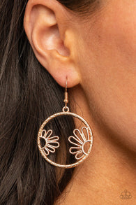 "Demurely Daisy" Rose Gold Metal Daisy Floral Flower Earrings