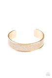 "Can't Believe Your Ice" Gold Metal & White/Clear Rhinestone Cuff Bracelet