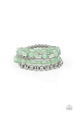 Paparazzi " Delightfully Disco" Silver Beads & Green Mixed Beaded Stretch Bracelet